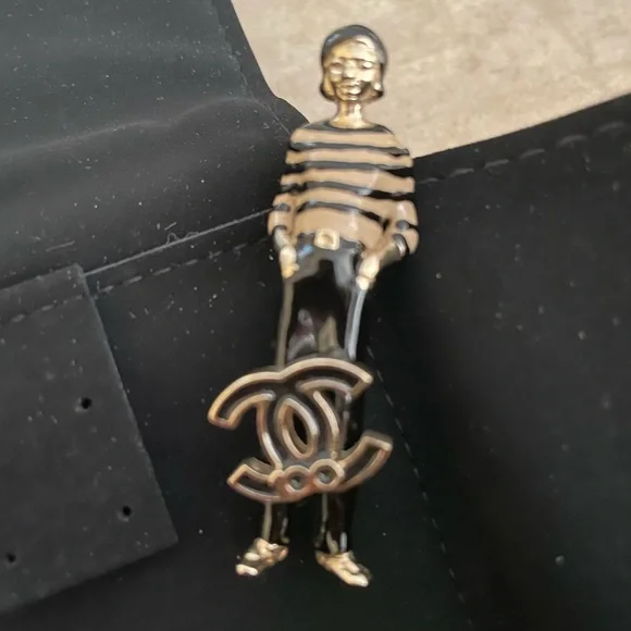 CHANEL ENAMEL COCO MADEMOISELLE 100 YEAR ANNIVERSARY PIN BROOCH